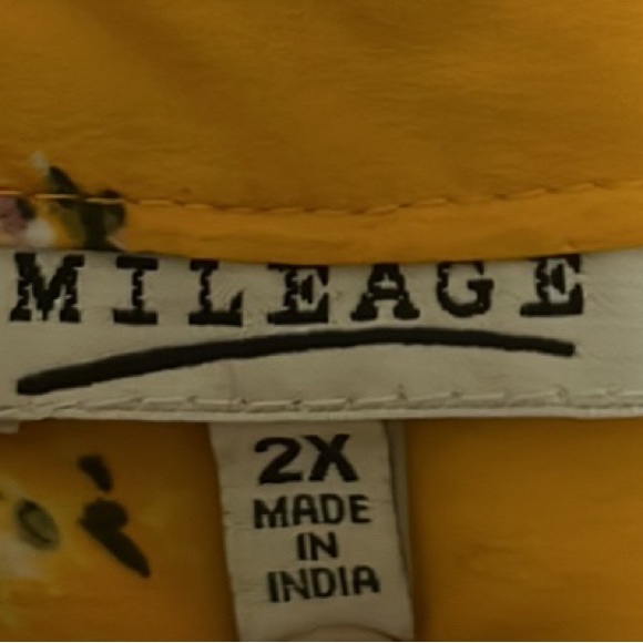 Mileage, Roll Tab Sleeves, Floral Print, 1-Button Down Front Top, Multi, Size 2X - Picture 4 of 6